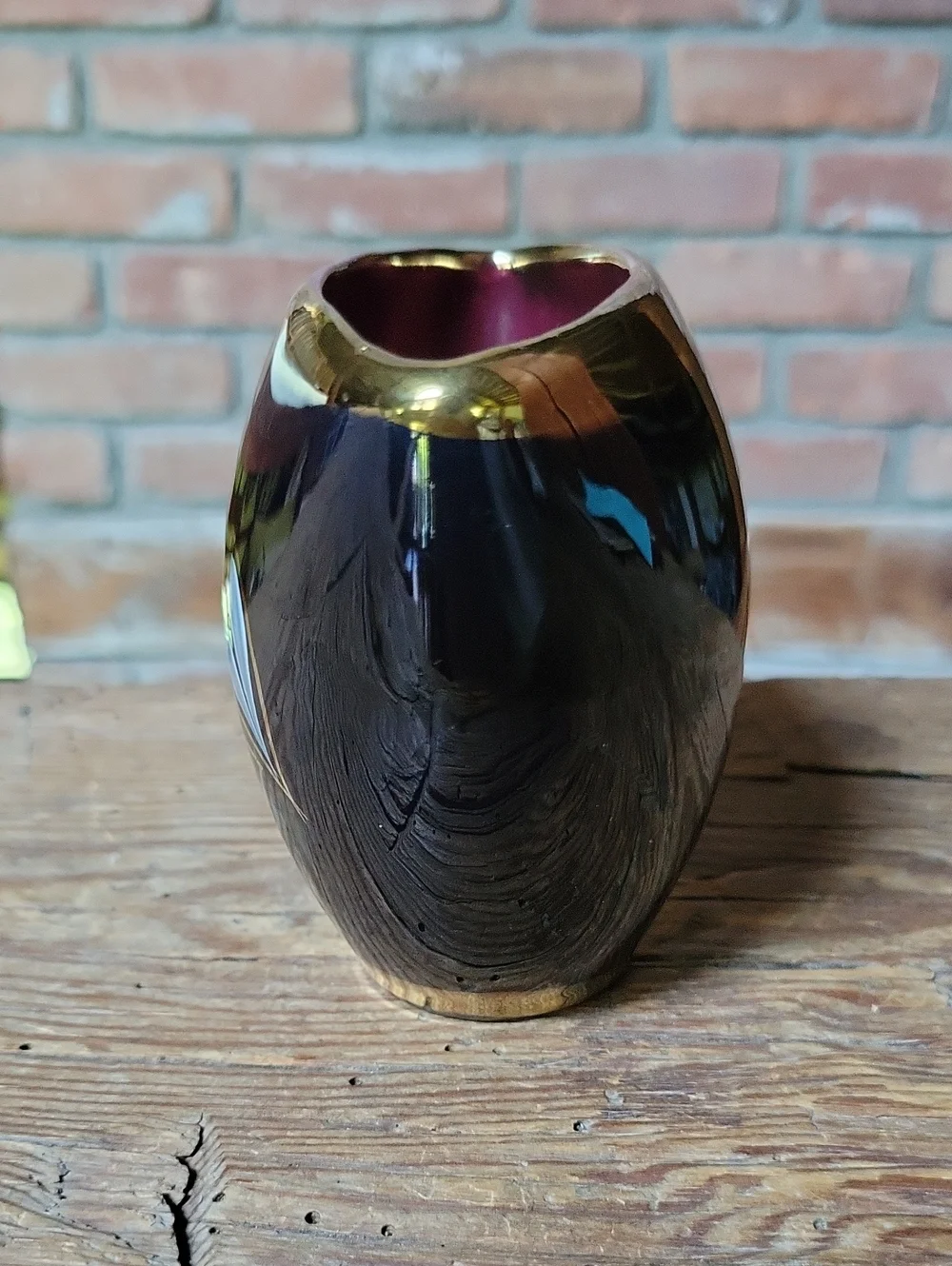 MCM Vintage Bavarian Cobalt Blue & 24K Gold Floral Planter Vase - Picture 5 of 7